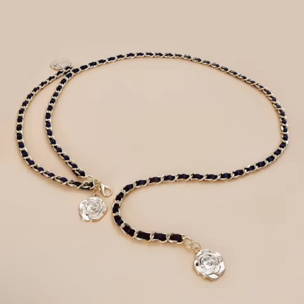 Gold Chain Camellia Flower Belt
